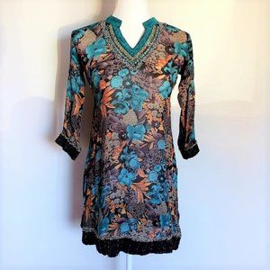 Aari Embroidered Floral India Ethnic Midi Dress